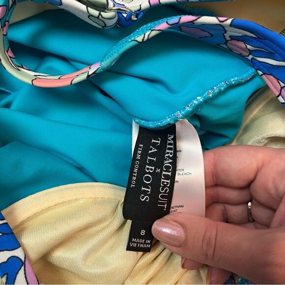 Miraclesuit Talbots Sanibel Tankini One Piece Swim Confetti Paisley Size 8 NWOT - Picture 3 of 5